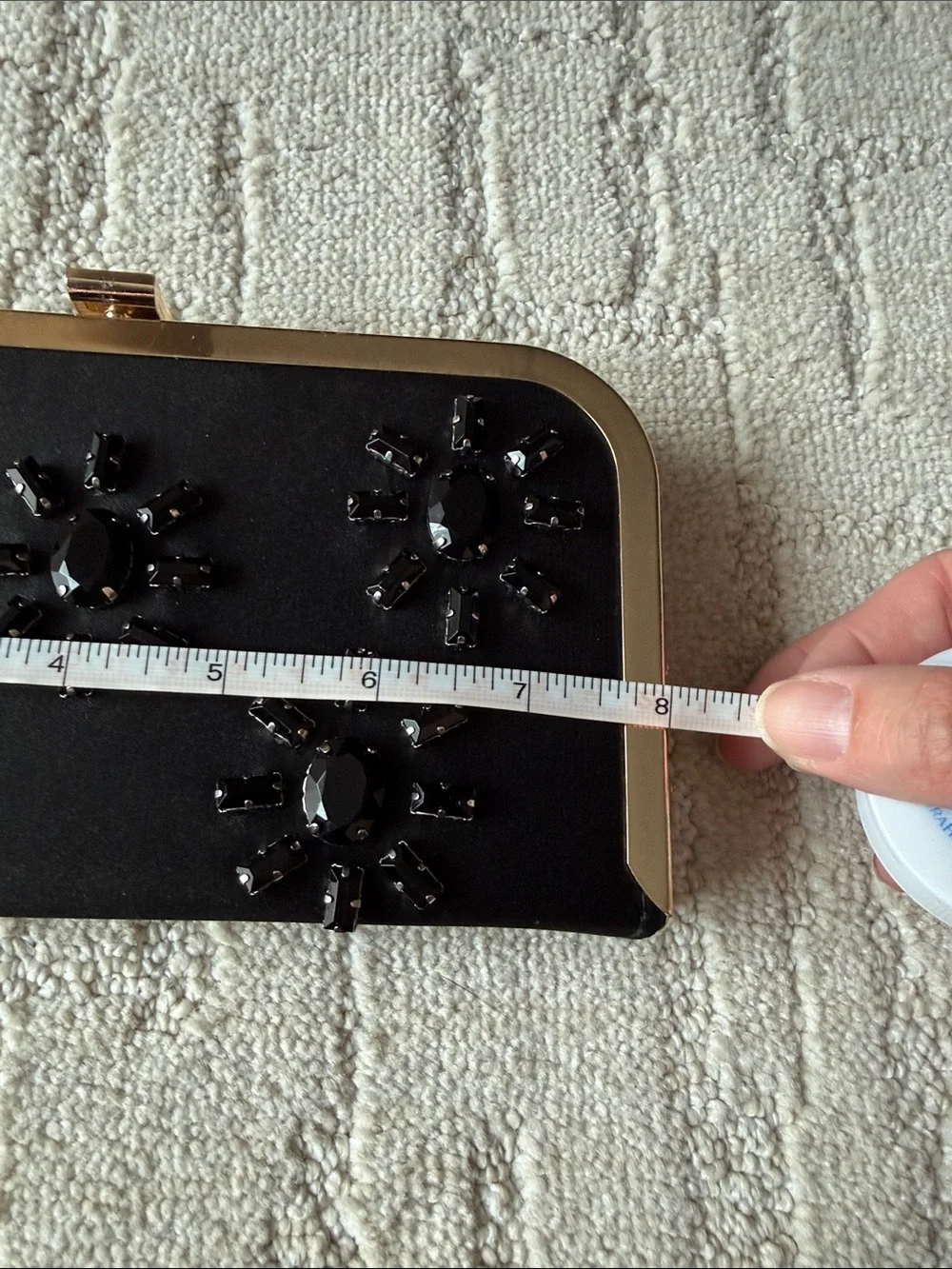 Kate Landry Black Jeweled Chain-Handle Evening Clutch